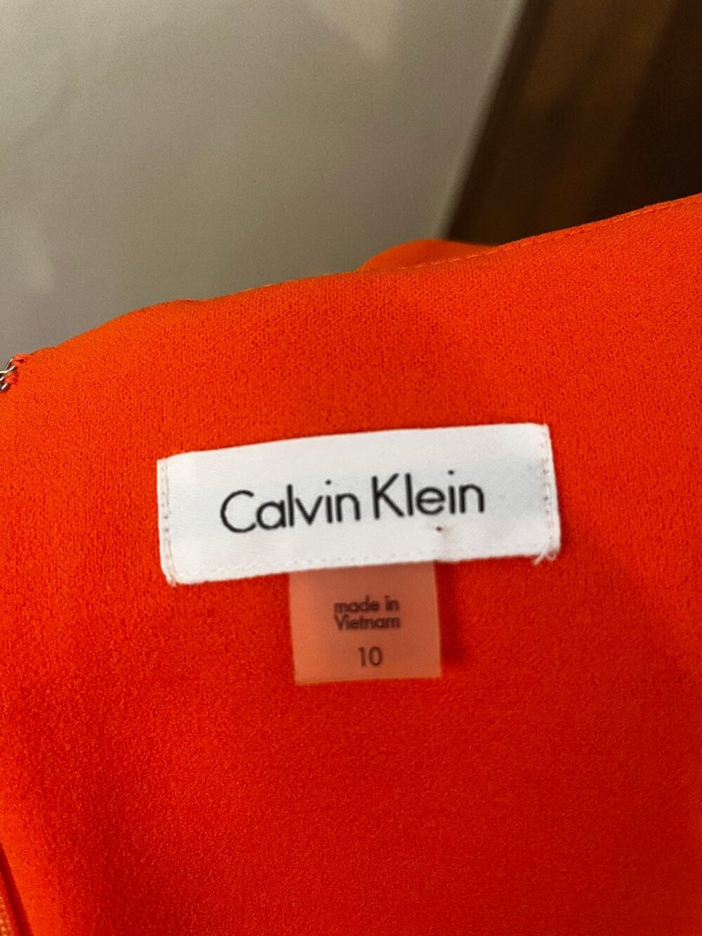 NWT Calvin Klein Orange Ruched Pleated Sheath Dress Size 10 - Picture 13 of 14